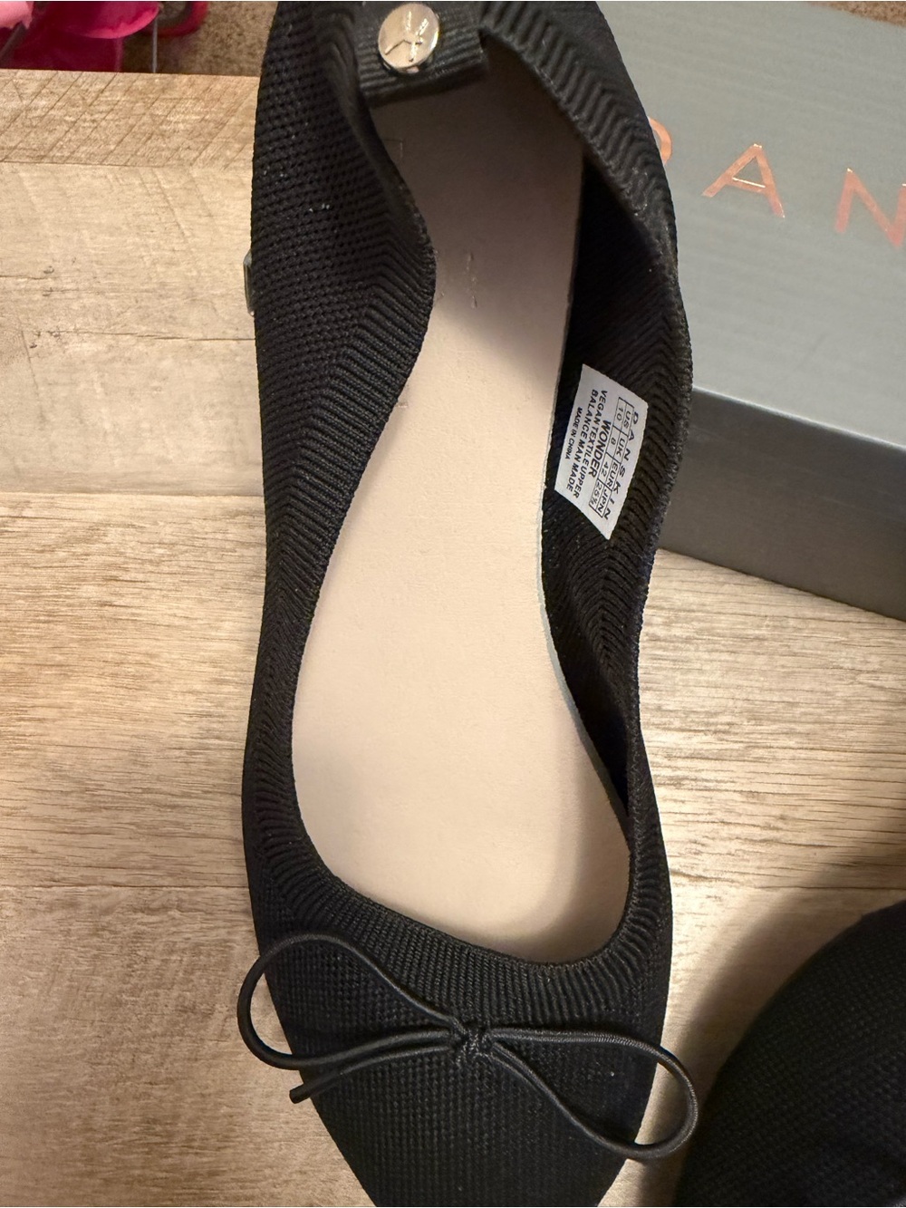 Danskin Black Knit Ballet Flats with Bow Accent - Picture 3 of 3